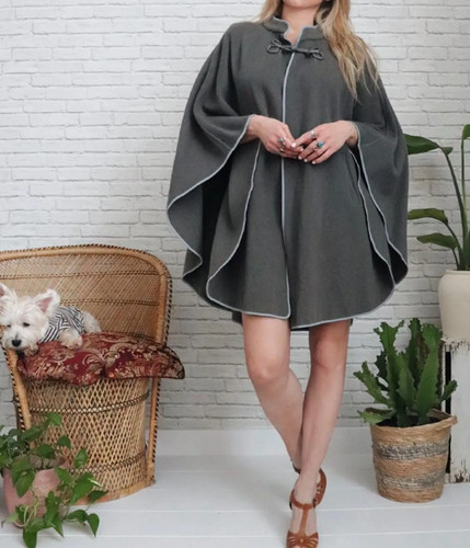 Vintage wool cape sage - vintage,
