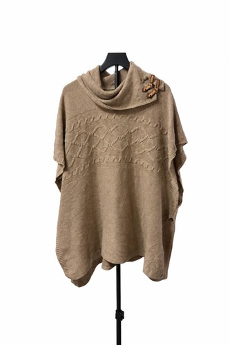Cable knit cowl neck poncho - cable,